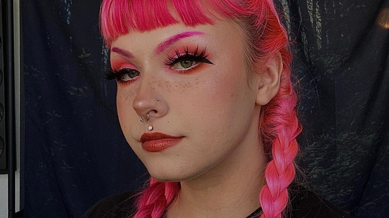 Woman wearing pink braids