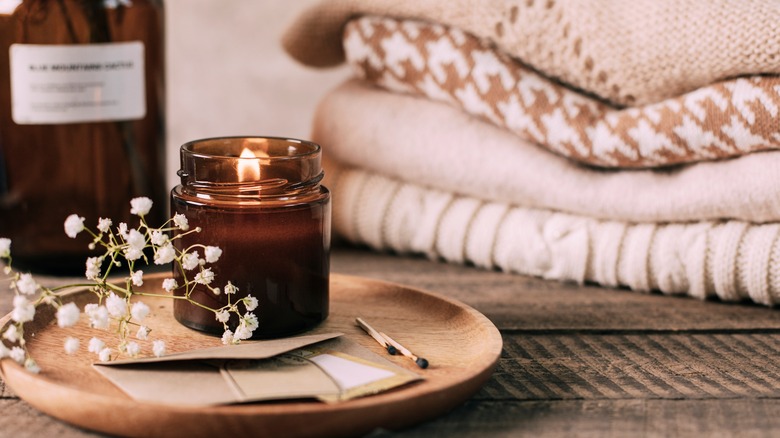Hygge atmosphere with candle 
