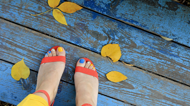 Woman standing on a deck