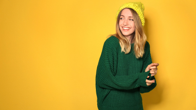 woman in knitted sweater