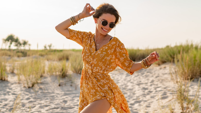 Woman wearing short dress