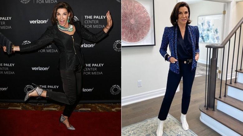 Hilary Farr posing for photos in a pink dress