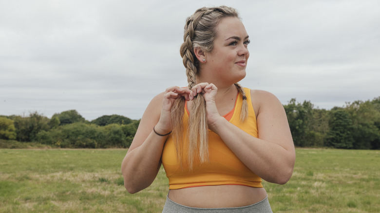 woman with colorful braids