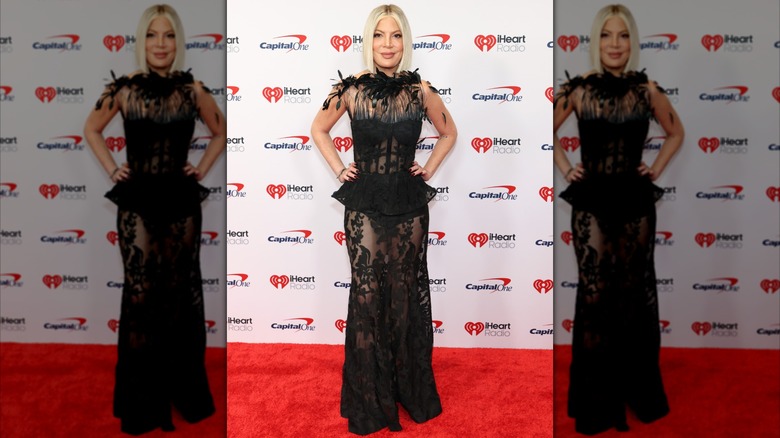 Tori Spelling attends the iHeartRadio 102.7 KIIS FM's Jingle Ball in Los Angeles in December 2025