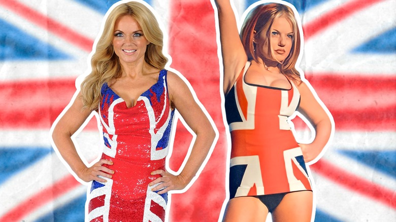 Geri Halliwell wears Union Jack dress