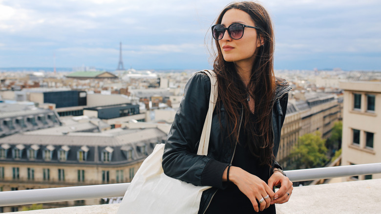 Fashion influencer poses in Paris