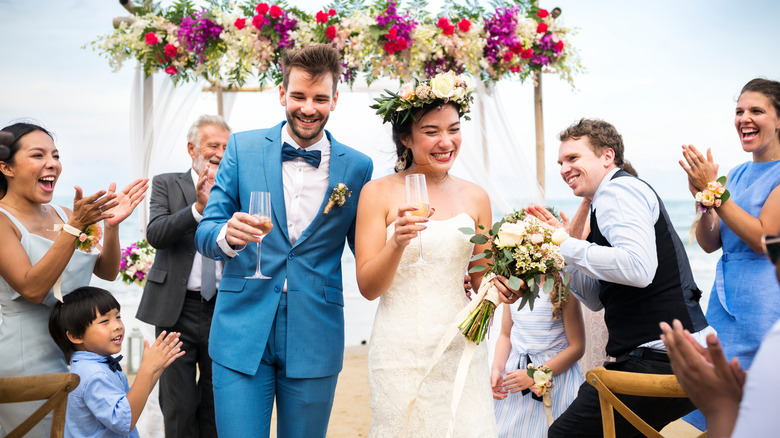 Happy couple on wedding day