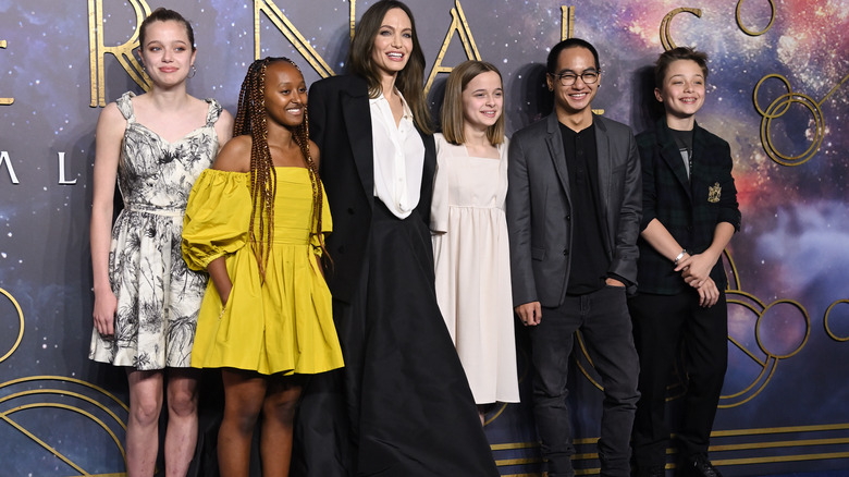 Jolie and five of her children at the premiere of "The Eternals" UK