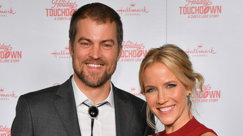 Jessy Schram with husband Sterling Taylor for Hallmark