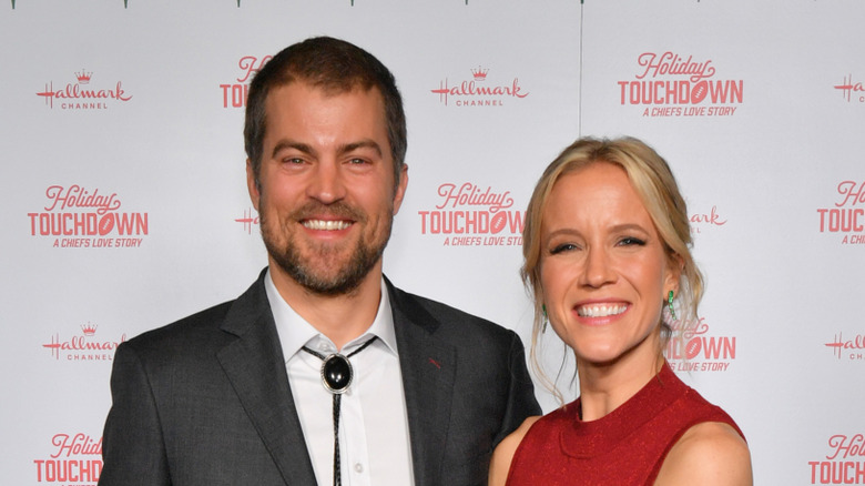 Jessy Schram with husband Sterling Taylor for Hallmark