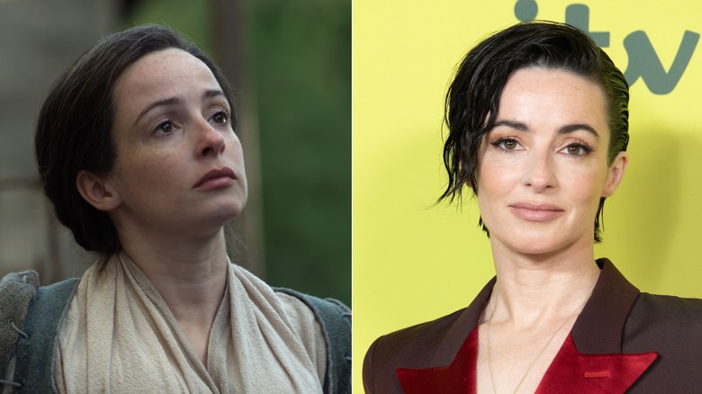 Laura Donnelly in Outlander and with short hair
