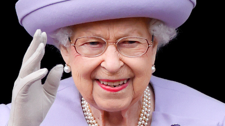 Queen Elizabeth in purple