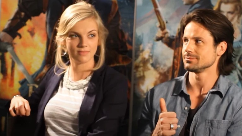 Kara Killmer and husband Andrew Cheney on set of the movie "Beyond The Mask"