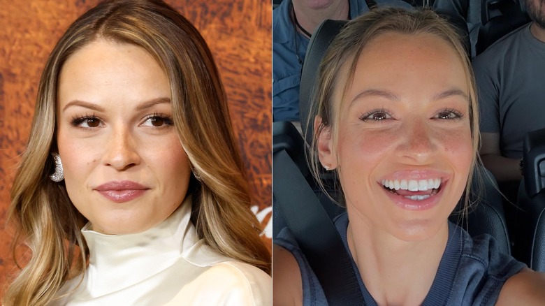 L: Kayla Wallace attends the Season 2 premiere of "Landman" at Alice Tully Hall, Lincoln Center on November 11, 2025 ; R: A selfie of Kayla Wallace posted on her Instagram