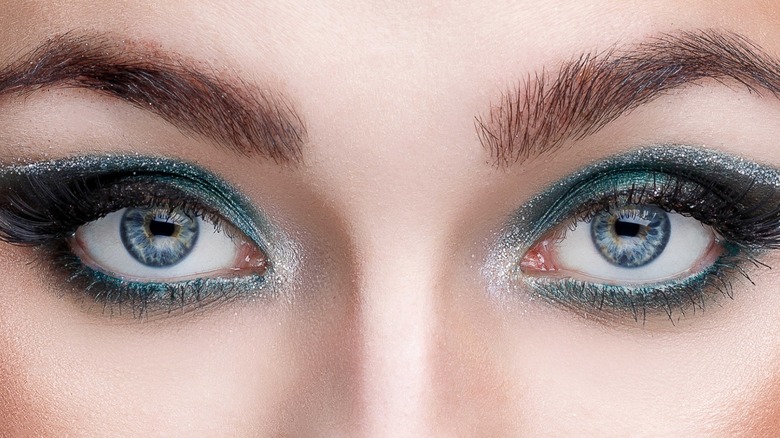 Metallic blue eyeshadow