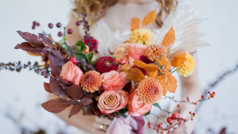 Close up of bridal bouquet