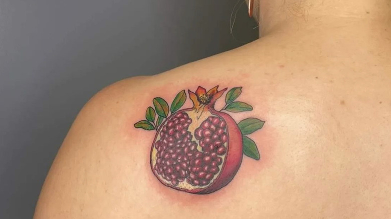  pomegranate tattoo on shoulder