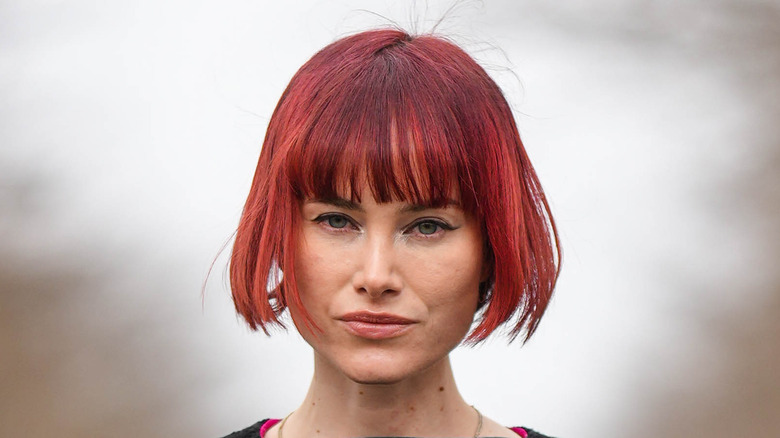 Woman with micro-bob haircut