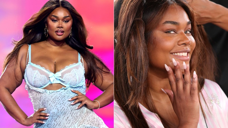 Side by side: Precious Lee at the 2026 Victoria's Secret Fashion Show and before the event