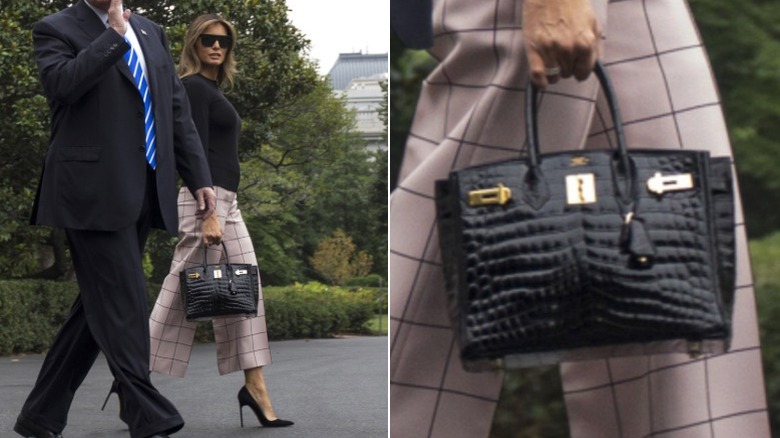 Melania Trump carried a crocodile Birkin bag for a trip in Europe