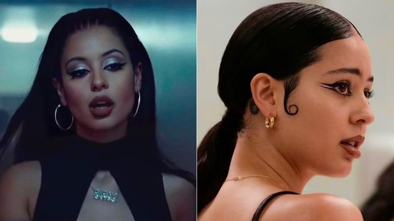 Side by side of two looks of Alexa Demie in "Euphoria"