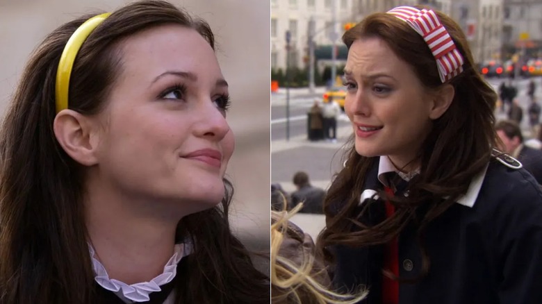 Side by side of Leighton Meester in Gossip Girl as Blair Waldorf