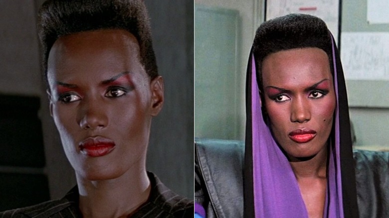 Side by side pictures of Grace Jones in "A View to a Kill"