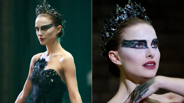 Side by side pictures of Natalie Portman in "Black Swan" as Nina Sayers