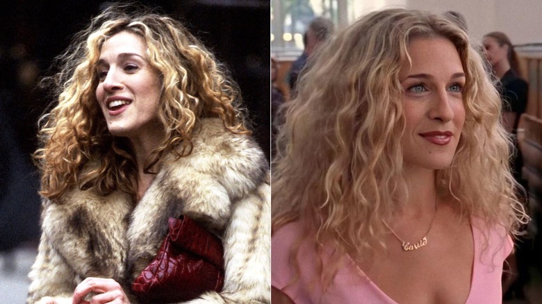 Side by side pictures of Sarah Jessica Parker as Carrie Bradshaw in "Sex and the City"