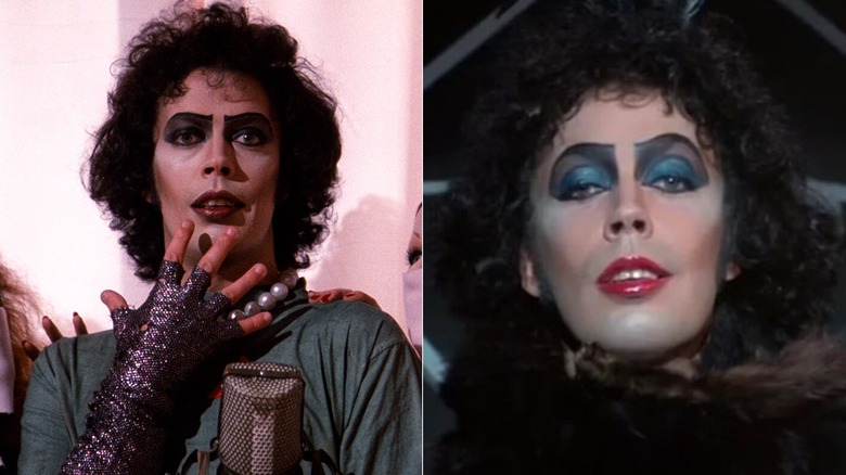Tim Curry in "The Rocky Horror Picture Show" in a side by side picture