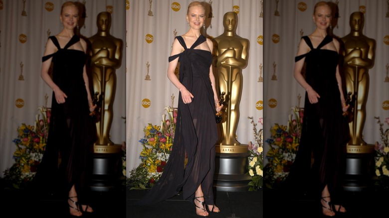 Nicole Kidman in the press room with her best actress award at the 75th annual Academy Awards in Hollywood in March 2003