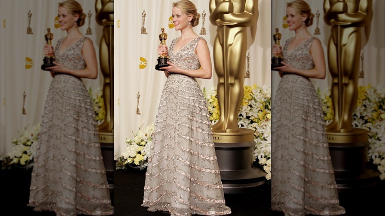 Reese Witherspoon with her best actress award at the 78th annual Academy Awards in Hollywood in March 2006