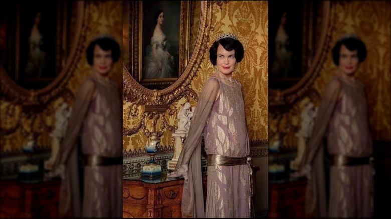 Elizabeth McGovern as Cora Crawley wearing a fuchsia and silver gown