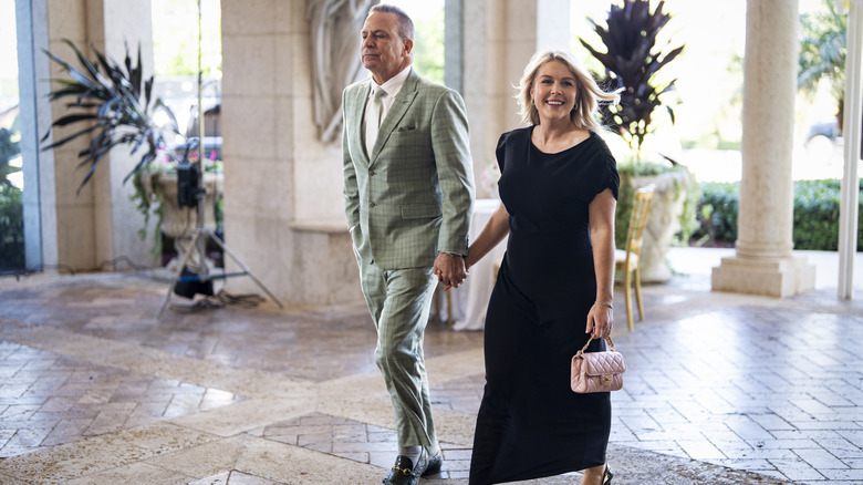 Nicholas Riccio and Karoline Leavitt walking