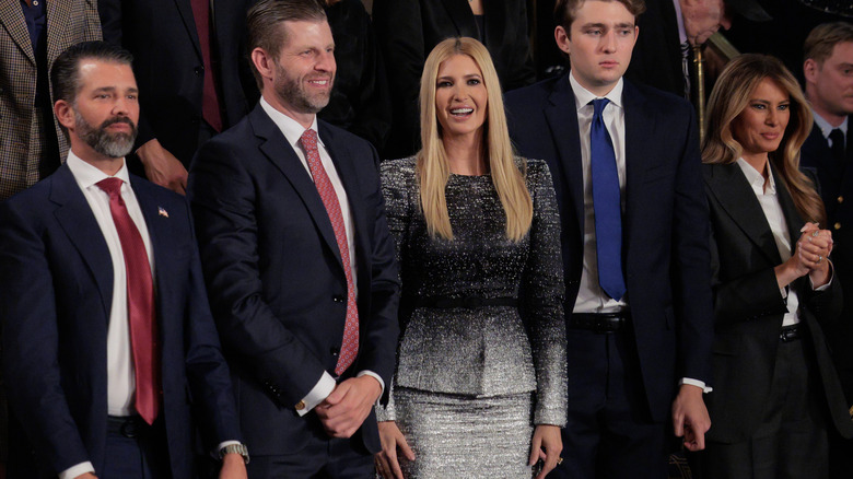 Ivanka Trump wearing a black and white patterned two-piece at the 2026 State of teh Union