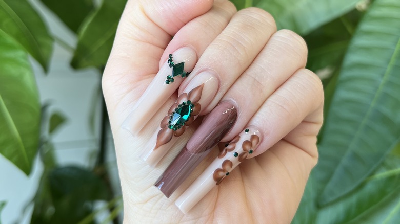 3d flower nail design