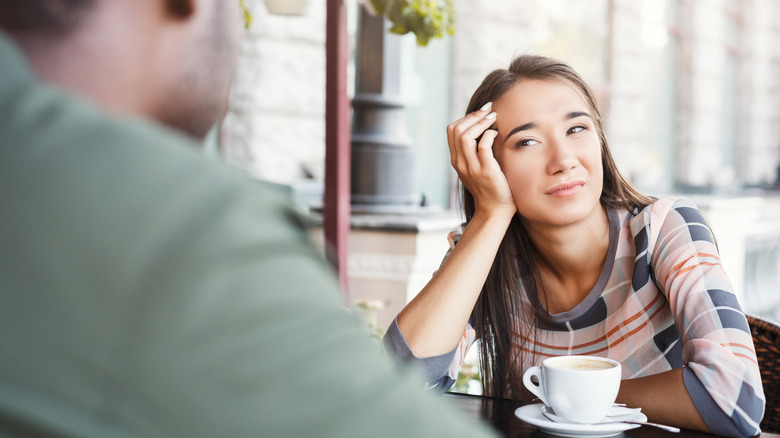 woman bored on date