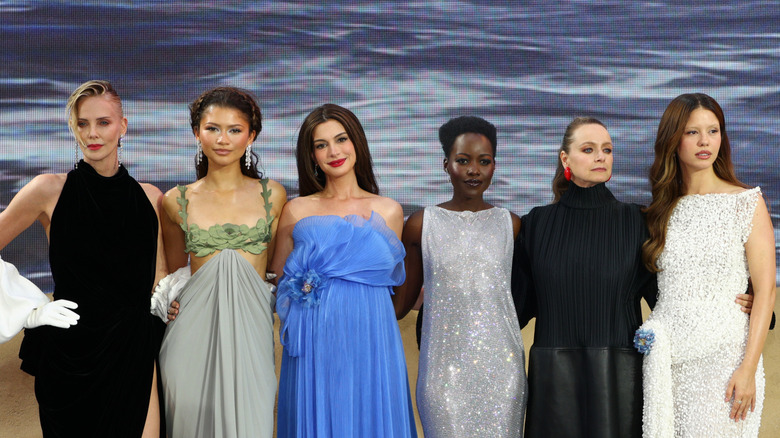 Charlize Theron, Zendaya, Anne Hathaway, Lupita Nyong'o, Samantha Morton, and Mia Goth at The Odyssey world premiere