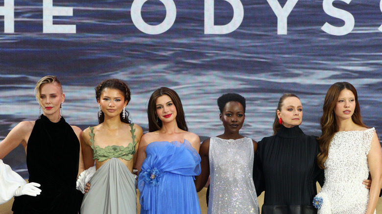Charlize Theron, Zendaya, Anne Hathaway, Lupita Nyong'o, Samantha Morton, and Mia Goth at The Odyssey world premiere