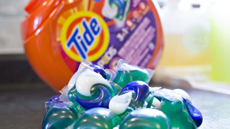 Tide Pods resting on a counter