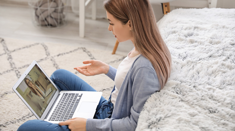 woman in online therapy session