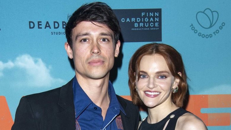 Jack Thompson-Roylance and Madeline Brewer are photographed at a red carpet event