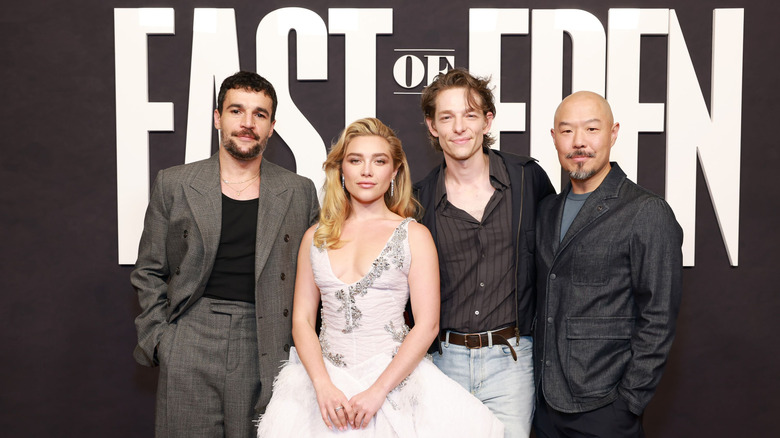 Christopher Abbott, Florence Pugh, Mike Faist and Hoon Lee at the 2026 premiere of East of Eden.