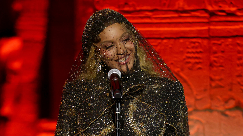 Beyoncé wearing a custom Robert Wun black and gold gown at the 2026 Met Gala