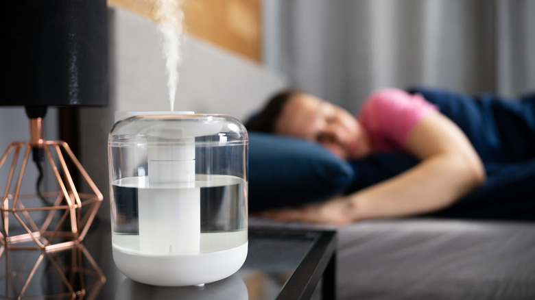 Humidifier works while woman sleeps 