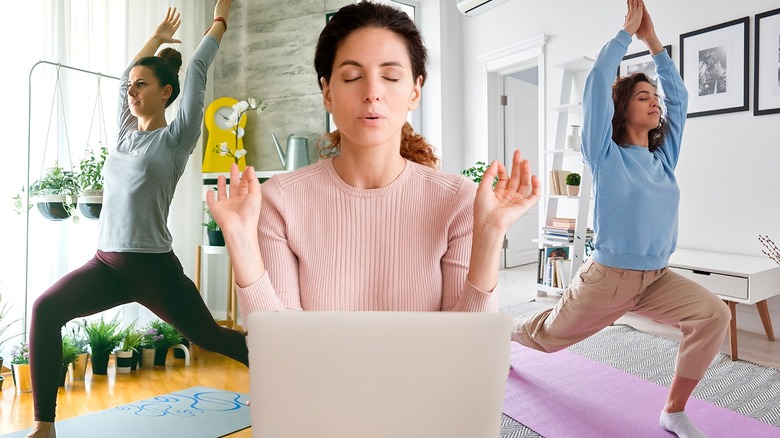 Women doing yoga