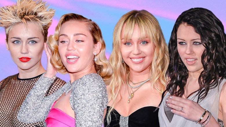 Miley Cyrus with different hairstyles