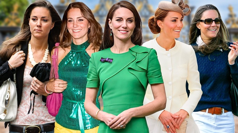 Kate Middleton wearing various outfits