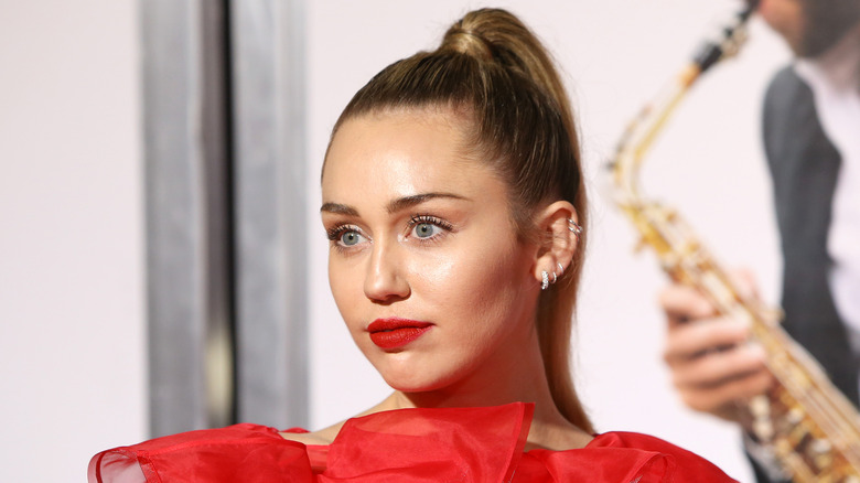 Miley Cyrus with red lips