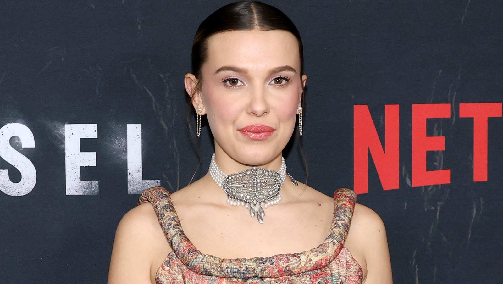 millie bobby brown snake dress Rust Wine Butterfly Maxi Dress main image 1